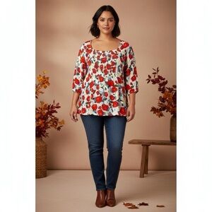 Penningtons Poppy Floral Blouse 5X